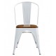 Silla TOL EK WOOD, acero, blanca, asiento madera