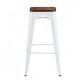 Taburete TOL EK WOOD, acero, blanco, asiento madera