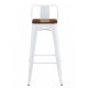Taburete TOL R1 EK WOOD, acero, blanco, asiento madera