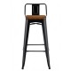 Taburete TOL R1 EK WOOD, acero, negro, asiento madera