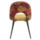 Silla ORQUIDEA, metal, tapizado velvet amarillo con respaldo floral a juego