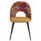 Silla ORQUIDEA, metal, tapizado velvet amarillo con respaldo floral a juego