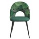 Silla ORQUIDEA, metal, tapizado velvet verde con respaldo floral a juego