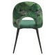 Silla ORQUIDEA, metal, tapizado velvet verde con respaldo floral a juego
