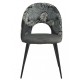 Silla ORQUIDEA, metal, tapizado velvet gris con respaldo floral a juego