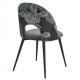 Silla ORQUIDEA, metal, tapizado velvet gris con respaldo floral a juego