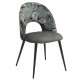 Silla ORQUIDEA, metal, tapizado velvet gris con respaldo floral a juego