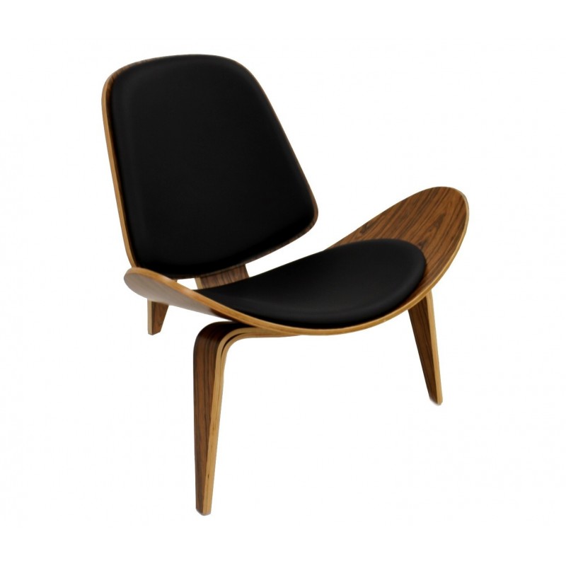 Sillón NORDIC (R), palo rosa, similpiel negra