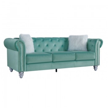 Sofá CHESTER STYLE, 3 plazas, tapizado velvet verde agua 58