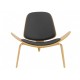 Sillón NORDIC (R), fresno, similpiel negra