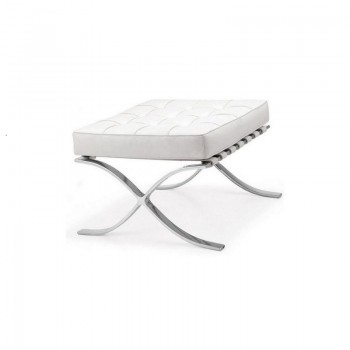 Ottoman BARNA (T), acero inoxidable, similpiel blanca