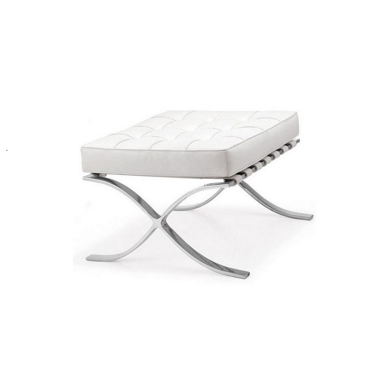 Ottoman BARNA (T), acero inoxidable, similpiel blanca