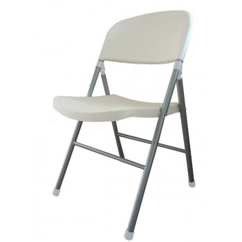 Silla BEACH, plegable, metal plata, polipropileno blanco