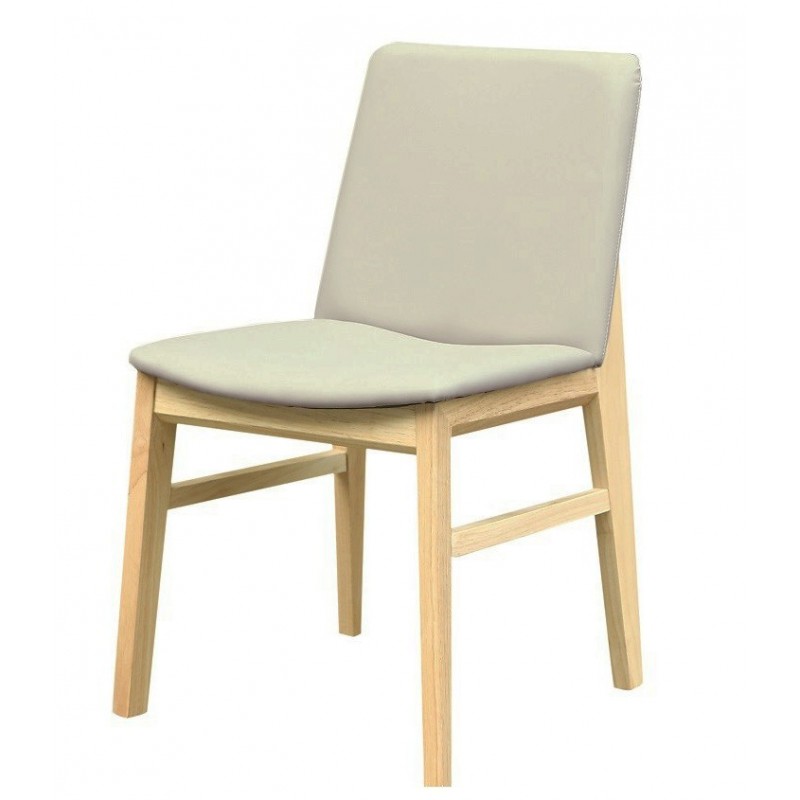 Silla ALPES, madera de haya, natural, similpiel gris