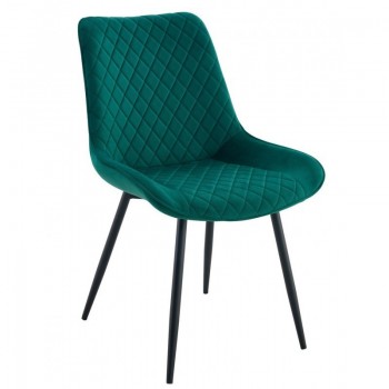 Silla FELICIA, metal, tapizado velvet verde oscuro