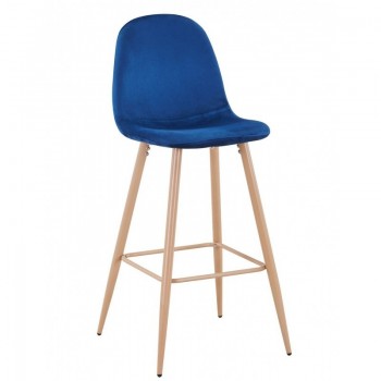 Taburete EPOQUE NEW, patas metálicas, terciopelo azul 64