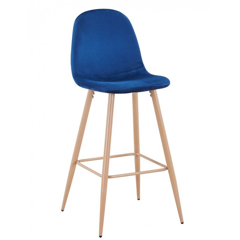 Taburete EPOQUE NEW, patas metálicas, terciopelo azul 64