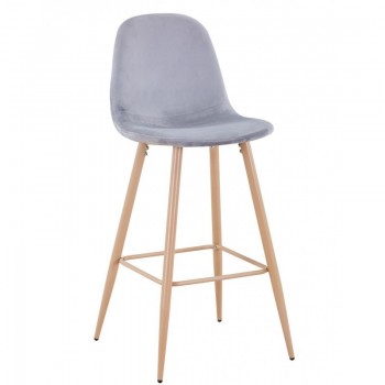 Taburete EPOQUE NEW, patas metálicas, terciopelo gris 19