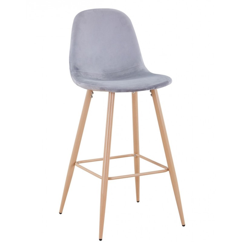 Taburete EPOQUE NEW, patas metálicas, terciopelo gris 19