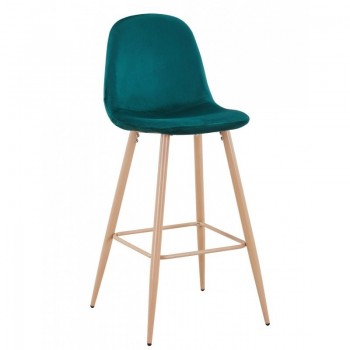Taburete EPOQUE NEW, patas metálicas, terciopelo verde 56