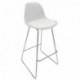 Taburete TOW FIBB, cromado, carcasa y tapizado blanco