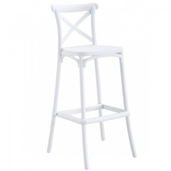 Taburete CORFÚ, tratamiento anti UV, polipropileno blanco