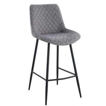 Taburete FELICIO, metal, tapizado velvet gris claro