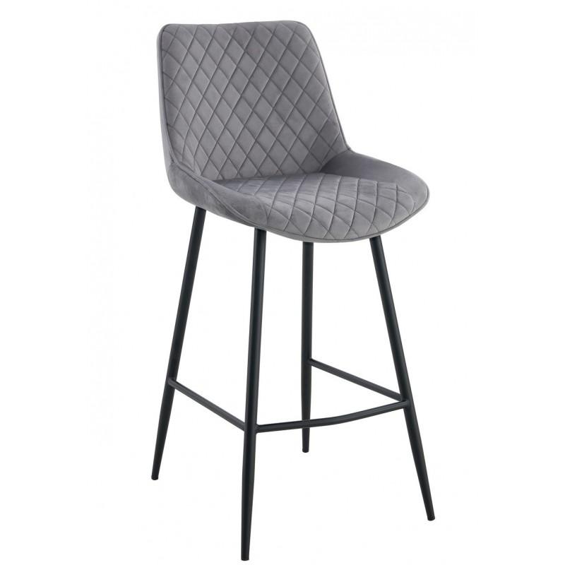 Taburete FELICIO, metal, tapizado velvet gris claro
