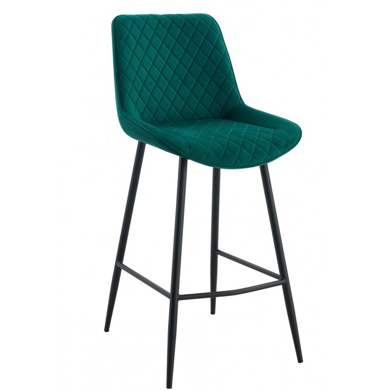 Taburete FELICIO, metal, tapizado velvet verde oscuro