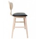Taburete DUBLIN, madera de hevea, natural, similpiel negra