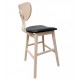 Taburete DUBLIN, madera de hevea, natural, similpiel negra