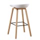 Taburete AWAK (TO), madera curvada, asiento polipropileno blanco