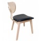 Silla DUBLIN, contrachapado de madera de hevea, natural, similpiel negra