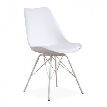 Silla BELLA NEW BBB, base blanca, carcasa y cojín blanco
