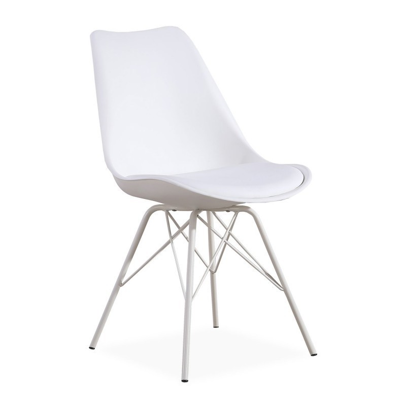 Silla BELLA NEW BBB, base blanca, carcasa y cojín blanco