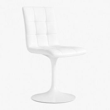 Silla IVONNE, metal blanco, tapizado similpiel blanca