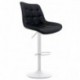 Taburete IVONNE, metal blanco, tapizado similpiel negra