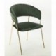 Sillón KEFRÉN NEW, metal dorado, tapizado velvet verde oscuro