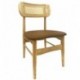 Silla CÁUCASO, madera, rejilla, similpiel marrón