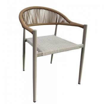 Sillón MÓNACO, apilable, aluminio, ratán y teslin