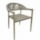 Sillón CANNES, apilable, aluminio, asiento y respaldo de cuerda beige