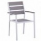 Sillón GARIBALDI, metal blanco, polywood gris