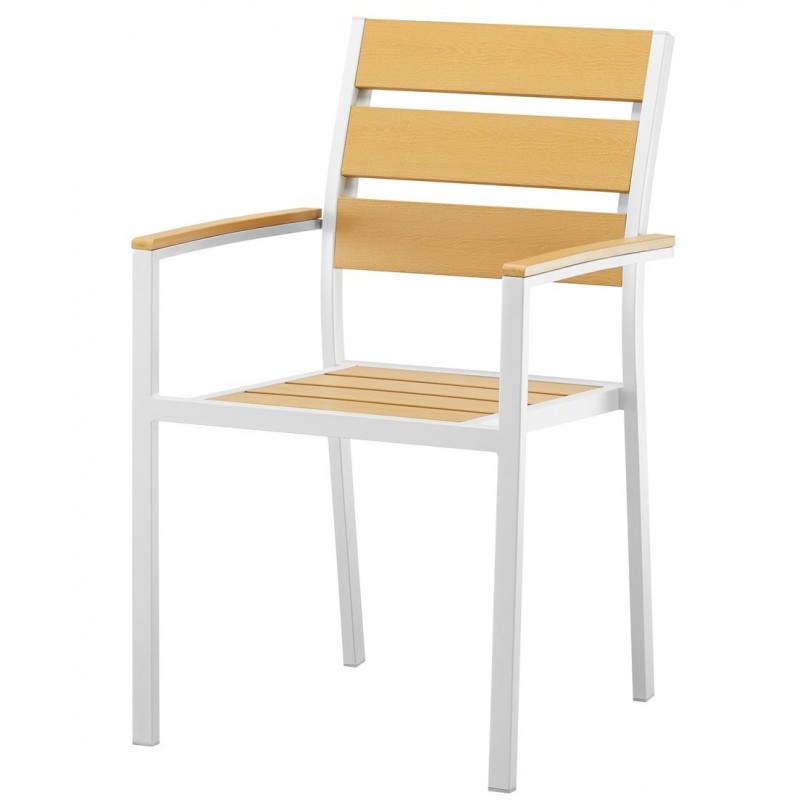 Sillón GARIBALDI, metal blanco, polywood amarillo