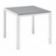 Mesa GARIBALDI, metal blanco, tablero polywood gris, 80 x 80 cms.