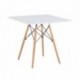 Mesa STAR, base madera, tapa blanca, 80 x 80 cms