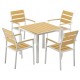 Mesa GARIBALDI, metal blanco, tablero polywood amarillo, 80 x 80 cms.