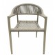 Sillón CANNES, apilable, aluminio, asiento y respaldo de cuerda beige