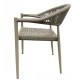 Sillón CANNES, apilable, aluminio, asiento y respaldo de cuerda beige