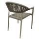 Sillón CANNES, apilable, aluminio, asiento y respaldo de cuerda beige
