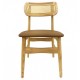 Silla CÁUCASO, madera, rejilla, similpiel marrón
